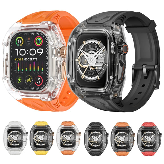 For Apple Watch SE 2023 44mm Modified PC Hybrid TPU Watch Case Band(Orange Transparent)