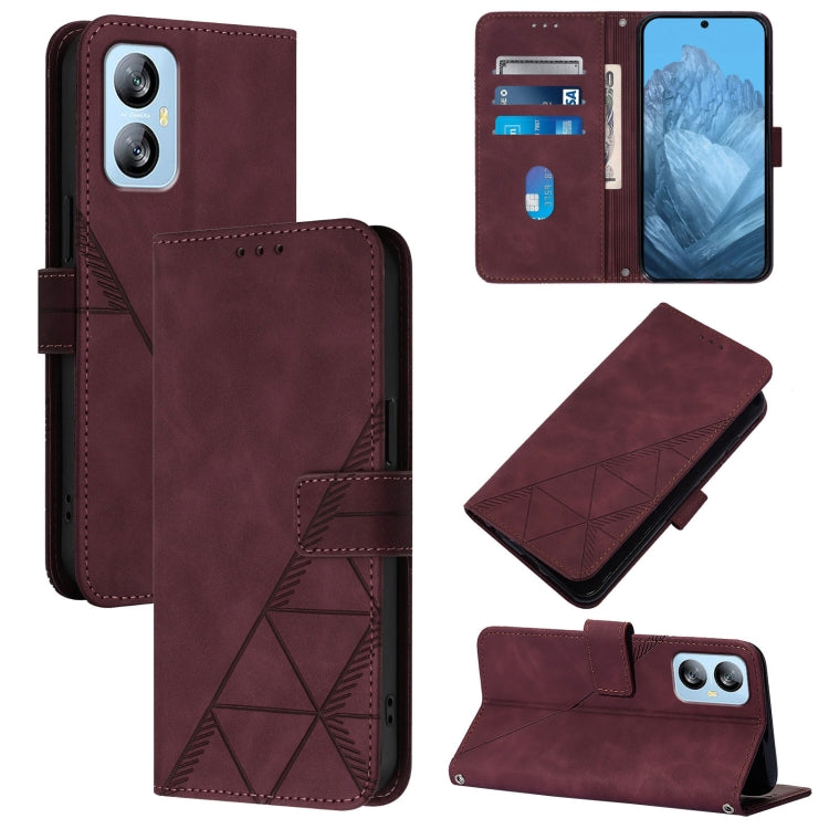 For Blackview A52 Crossbody 3D Embossed Flip Leather Phone Case(Wine Red) - More Brand by PMC TechLife | Online Shopping South Africa | PMC TechLife | Buy Now Pay Later Mobicred