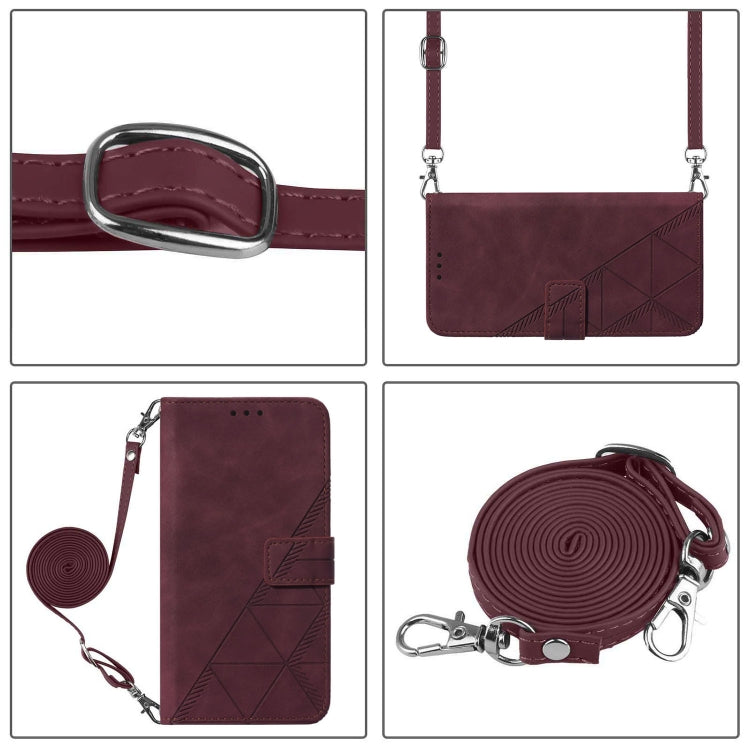 For Blackview A52 Crossbody 3D Embossed Flip Leather Phone Case(Wine Red) - More Brand by PMC TechLife | Online Shopping South Africa | PMC TechLife | Buy Now Pay Later Mobicred