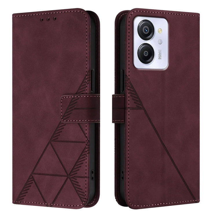 For Blackview Color 8 Crossbody 3D Embossed Flip Leather Phone Case(Wine Red) - More Brand by PMC TechLife | Online Shopping South Africa | PMC TechLife | Buy Now Pay Later Mobicred
