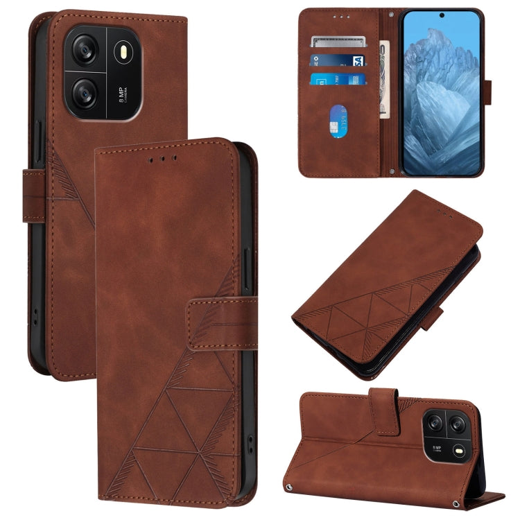 For Blackview Wave 6C Crossbody 3D Embossed Flip Leather Phone Case(Brown) - More Brand by PMC TechLife | Online Shopping South Africa | PMC TechLife | Buy Now Pay Later Mobicred