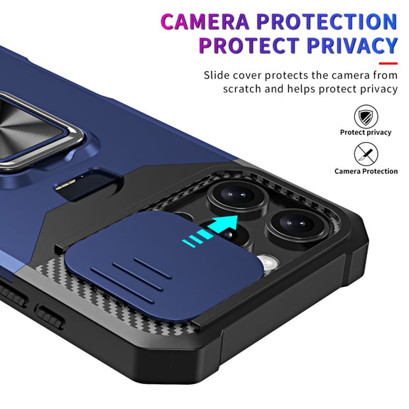 For iPhone 16 Pro Max Camera Shield Card Slot PC+TPU Phone Case(Blue)