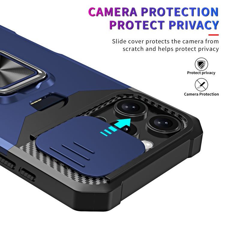 For iPhone 16 Pro Max Camera Shield Card Slot PC+TPU Phone Case(Blue)