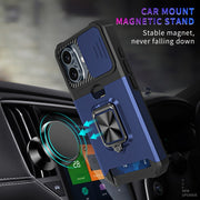 For iPhone 16 Plus Camera Shield Card Slot PC+TPU Phone Case(Black)