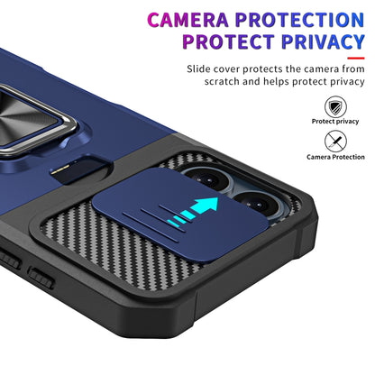 For iPhone 16 Camera Shield Card Slot PC+TPU Phone Case(Blue) - free shipping - PMC Jewellery - Order now!