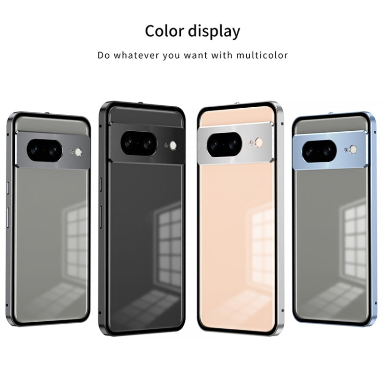 For Google Pixel 7 Pro Snap Buckle Metal Frame Frosted Phone Case(Blue)