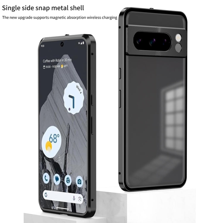 For Google Pixel 7 Pro Snap Buckle Metal Frame Frosted Phone Case(Blue)
