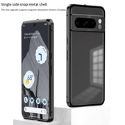 For Google Pixel 8 Pro Snap Buckle Metal Frame Frosted Phone Case(Blue)