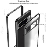 For Google Pixel 8 Snap Buckle Metal Frame Frosted Phone Case(Grey)