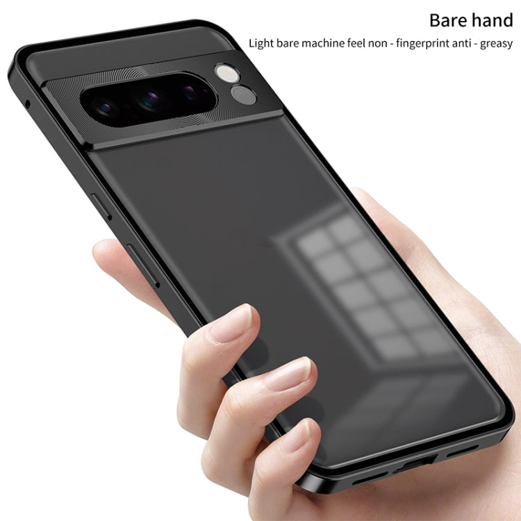For Google Pixel 8 Snap Buckle Metal Frame Frosted Phone Case(Grey)