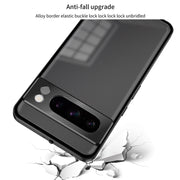 For Google Pixel 7a Snap Buckle Metal Frame Frosted Phone Case(Silver)