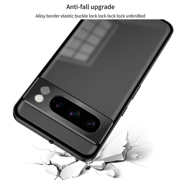 For Google Pixel 7 Pro Snap Buckle Metal Frame Frosted Phone Case(Silver)