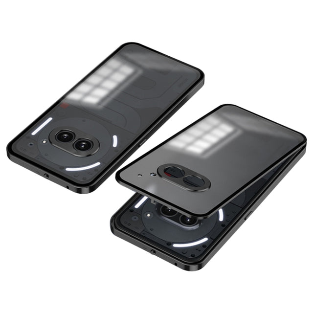 For Nothing Phone 2a Snap Buckle Metal Frame Frosted Phone Case(Black)