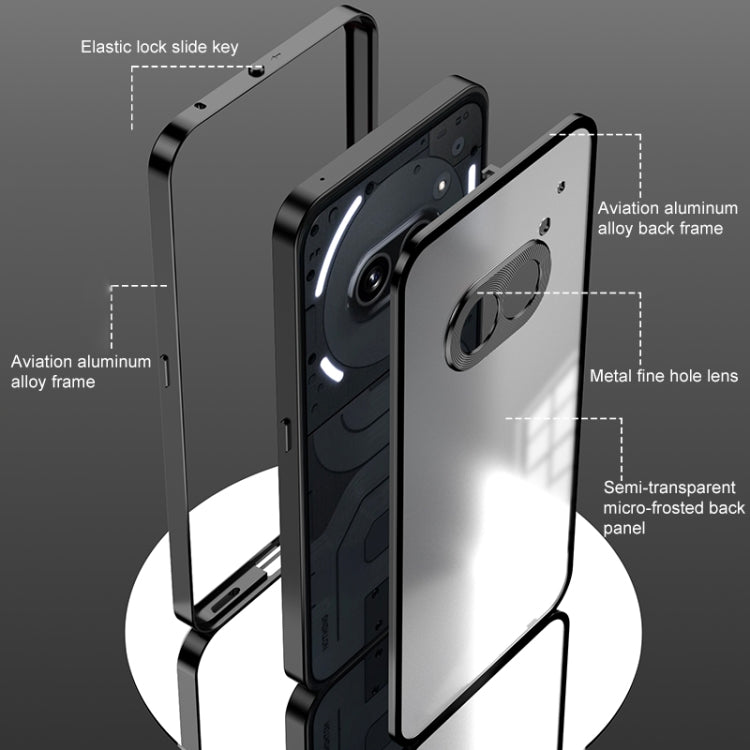 For Nothing Phone 2a Snap Buckle Metal Frame Frosted Phone Case(Black)