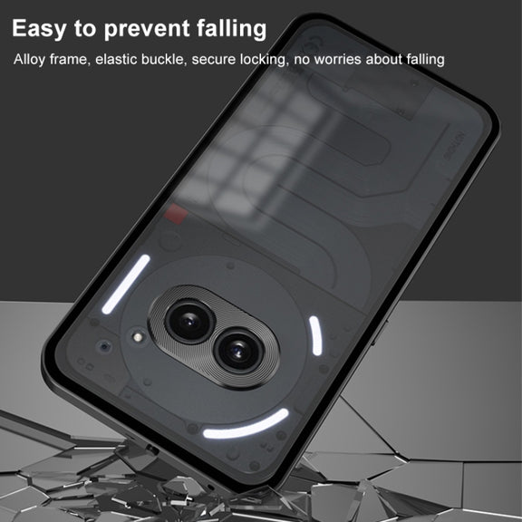 For Nothing Phone 2a Snap Buckle Metal Frame Frosted Phone Case(Grey)