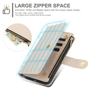 For Samsung Galaxy S24 Ultra 5G YM016 Rhombic Zipper Card Wallet Leather Phone Case with Lanyard(Apricot)