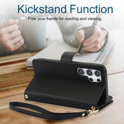 For Samsung Galaxy S24 Ultra 5G YM016 Rhombic Zipper Card Wallet Leather Phone Case with Lanyard(Black)