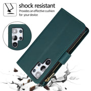 For Samsung Galaxy S24 Ultra 5G YM016 Rhombic Zipper Card Wallet Leather Phone Case with Lanyard(Green)