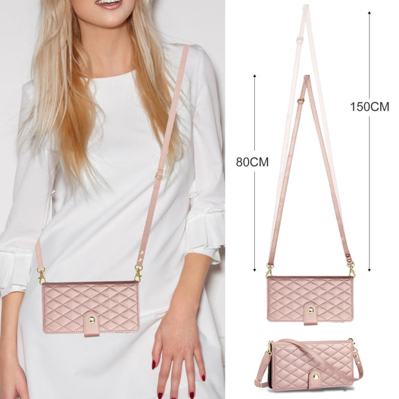 For Samsung Galaxy S24 Ultra 5G YM016 Rhombic Zipper Card Wallet Leather Phone Case with Lanyard(Rose Gold)