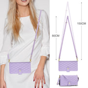 For Samsung Galaxy S24 Ultra 5G YM016 Rhombic Zipper Card Wallet Leather Phone Case with Lanyard(Light Purple)