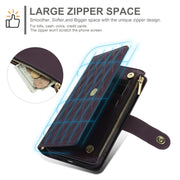 For Samsung Galaxy S24 Ultra 5G YM016 Rhombic Zipper Card Wallet Leather Phone Case with Lanyard(Dark Purple)