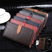 For Oukitel C19 idewei Crocodile Texture Horizontal Flip Leather Case with Holder & Card Slots & Wallet(Dark Blue)