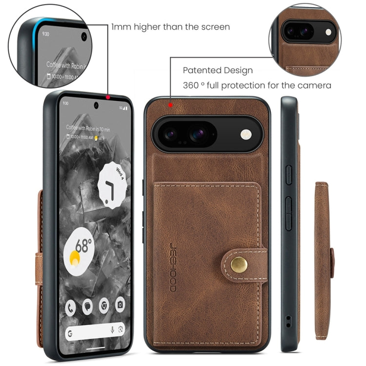 For Google Pixel 9 JEEHOOD J01 Retro Magnetic Detachable Wallet Phone Case(Brown) - Google Cases by JEEHOOD | Online Shopping South Africa | PMC TechLife | Buy Now Pay Later Mobicred