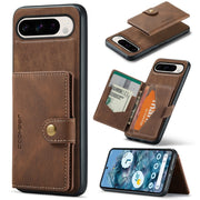 For Google Pixel 9 Pro JEEHOOD J01 Retro Magnetic Detachable Wallet Phone Case(Brown)