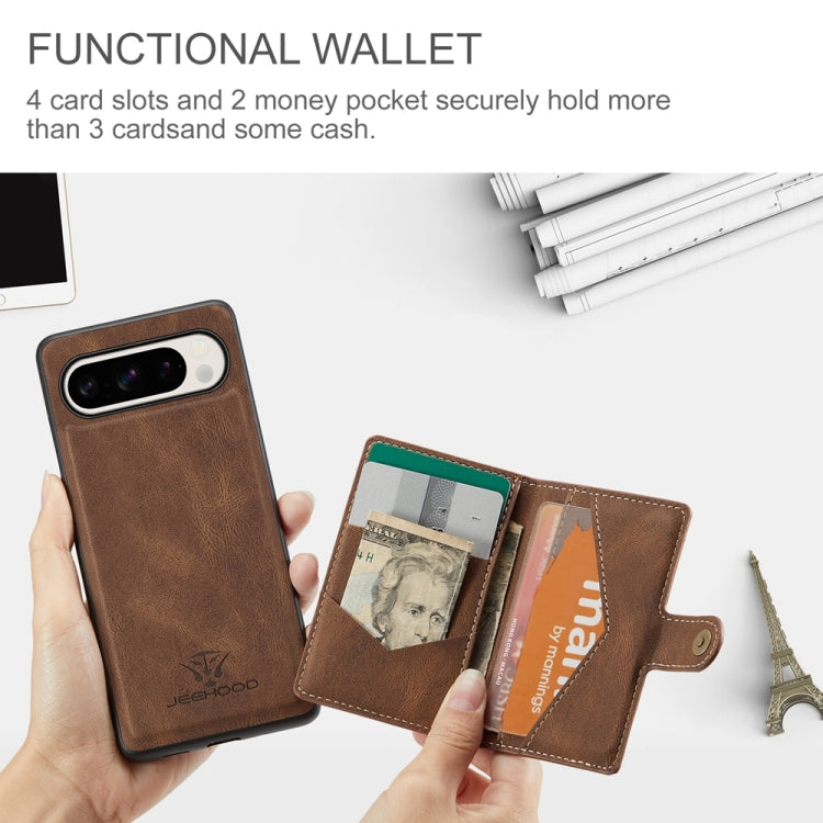 For Google Pixel 9 Pro JEEHOOD J01 Retro Magnetic Detachable Wallet Phone Case(Brown) - Google Cases by JEEHOOD | Online Shopping South Africa | PMC TechLife | Buy Now Pay Later Mobicred