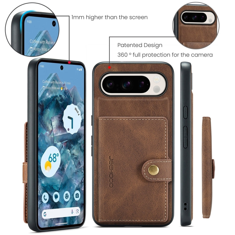 For Google Pixel 9 Pro JEEHOOD J01 Retro Magnetic Detachable Wallet Phone Case(Brown) - Google Cases by JEEHOOD | Online Shopping South Africa | PMC TechLife | Buy Now Pay Later Mobicred