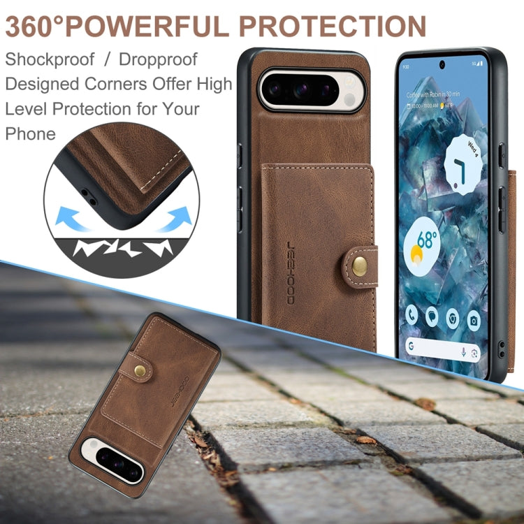 For Google Pixel 9 Pro JEEHOOD J01 Retro Magnetic Detachable Wallet Phone Case(Brown) - Google Cases by JEEHOOD | Online Shopping South Africa | PMC TechLife | Buy Now Pay Later Mobicred