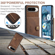 For Google Pixel 9 Pro JEEHOOD J01 Retro Magnetic Detachable Wallet Phone Case(Brown)