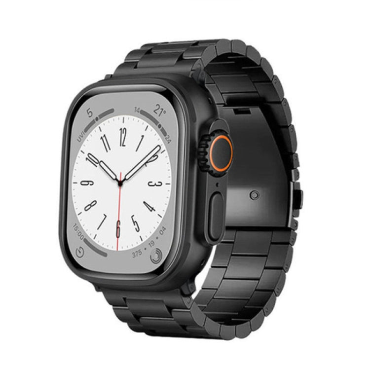 For Apple Watch SE 2023 44mm 3-Bead Flat Buckle Titanium Alloy Watch Band(Black) - Watch Bands by PMc TechLife | Online Shopping South Africa | PMc TechLife | Buy Now Pay Later Mobicred