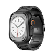 For Apple Watch SE 2023 44mm 3-Bead Flat Buckle Titanium Alloy Watch Band(Black)