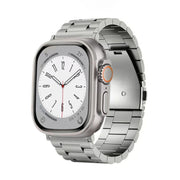 For Apple Watch SE 2022 44mm 3-Bead Flat Buckle Titanium Alloy Watch Band(Silver)