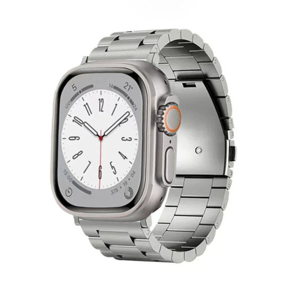 For Apple Watch SE 44mm 3-Bead Flat Buckle Titanium Alloy Watch Band(Silver)