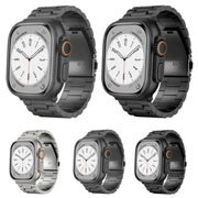 For Apple Watch SE 2023 44mm 3-Bead Flat Buckle Titanium Alloy Watch Band(Black)