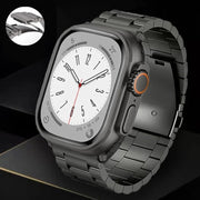 For Apple Watch SE 2023 44mm 3-Bead Flat Buckle Titanium Alloy Watch Band(Black)