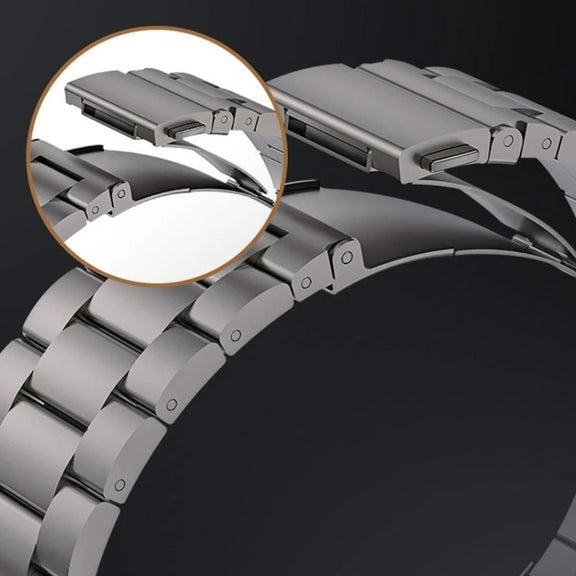 For Apple Watch SE 2023 44mm 3-Bead Flat Buckle Titanium Alloy Watch Band(Black)