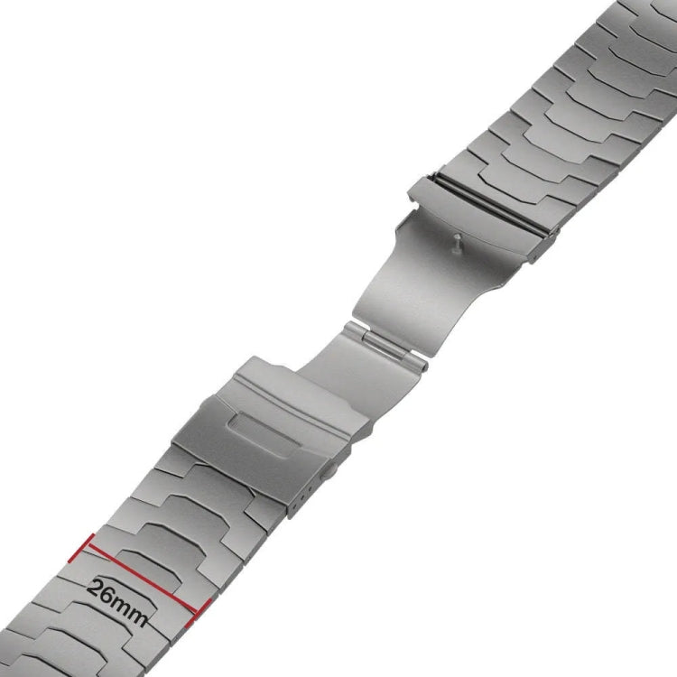 For Apple Watch SE 2022 44mm 26mm Oracle Safety Buckle Titanium Alloy Watch Band(Silver)