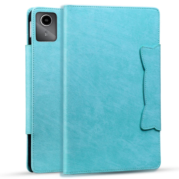 For Lenovo Xiaoxin Pad M11 2024 Cat Buckle Leather Tablet Case(Sky Blue) - Lenovo by PMC Jewellery | Online Shopping South Africa | PMC Jewellery | Buy Now Pay Later Mobicred