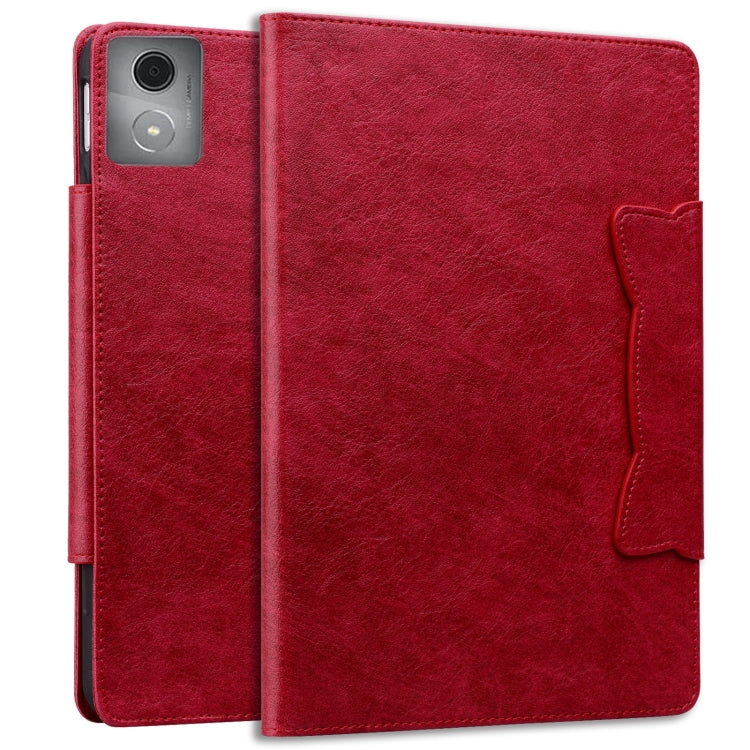 For Lenovo Tab K11 Plus / M11 Plus  Cat Buckle Leather Tablet Case(Red) - Lenovo by PMC TechLife | Online Shopping South Africa | PMC TechLife | Buy Now Pay Later Mobicred