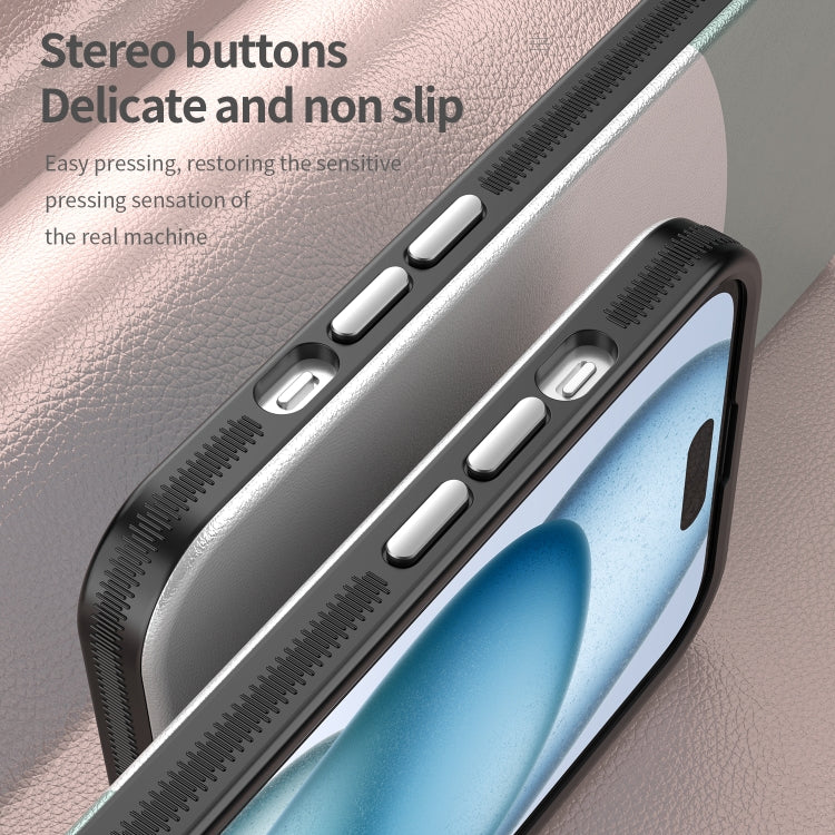 For iPhone 16 Plus Leather Texture MagSafe Magnetic TPU + PC Phone Case(Cyan) - iPhone 16 Plus Cases by PMC TechLife | Online Shopping South Africa | PMC TechLife | Buy Now Pay Later Mobicred