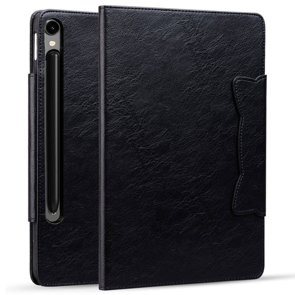 For Samsung Galaxy Tab S9 FE / S9 / S8 / S7 Cat Buckle Leather Smart Tablet Case(Black)