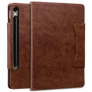 For Samsung Galaxy Tab S9 FE / S9 / S8 / S7 Cat Buckle Leather Smart Tablet Case(Brown)