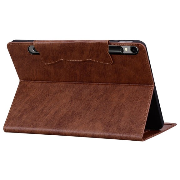 For Samsung Galaxy Tab S9 FE / S9 / S8 / S7 Cat Buckle Leather Smart Tablet Case(Brown)