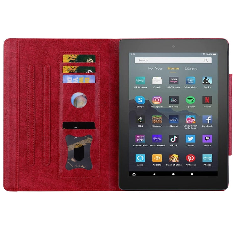 For Amazon Kindle Fire HD 10 2023 / 2021 Cat Buckle Leather Smart Tablet Case(Red)
