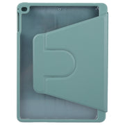 For iPad 9.7 2018 & 2017 / Air / Air2 GEBEI Acrylic TPU 3-folding Rotating Smart Tablet Leather Case withh Pen Slot(Dark Green)