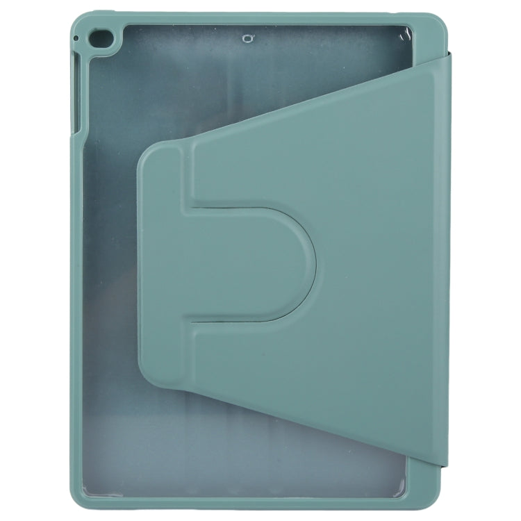 For iPad 9.7 2018 & 2017 / Air / Air2 GEBEI Acrylic TPU 3-folding Rotating Smart Tablet Leather Case withh Pen Slot(Dark Green)