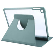 For iPad 9.7 2018 & 2017 / Air / Air2 GEBEI Acrylic TPU 3-folding Rotating Smart Tablet Leather Case withh Pen Slot(Dark Green)